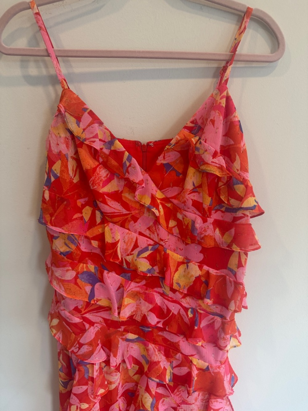 Eliza J Coral Multi Floral Ruffled Maxi Dress New With Tags size 6 - Picture 8 of 13
